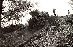 recovering a Stuart tank up a steep slope
