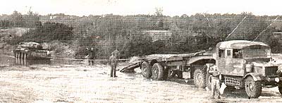 Scammel tank transporter recovering Covenanter tank